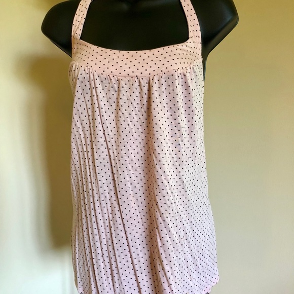 Anthropologie Tops - ANTHROPOLOGY Pink & black polka dot halter top